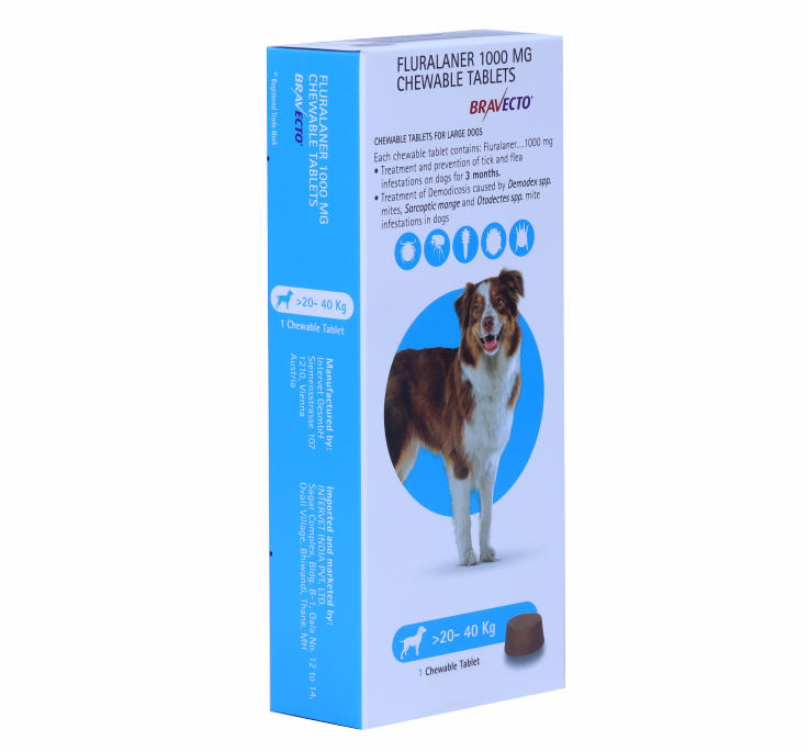 BRAVECTO 1000MG 20-40KG FRONT SIDE