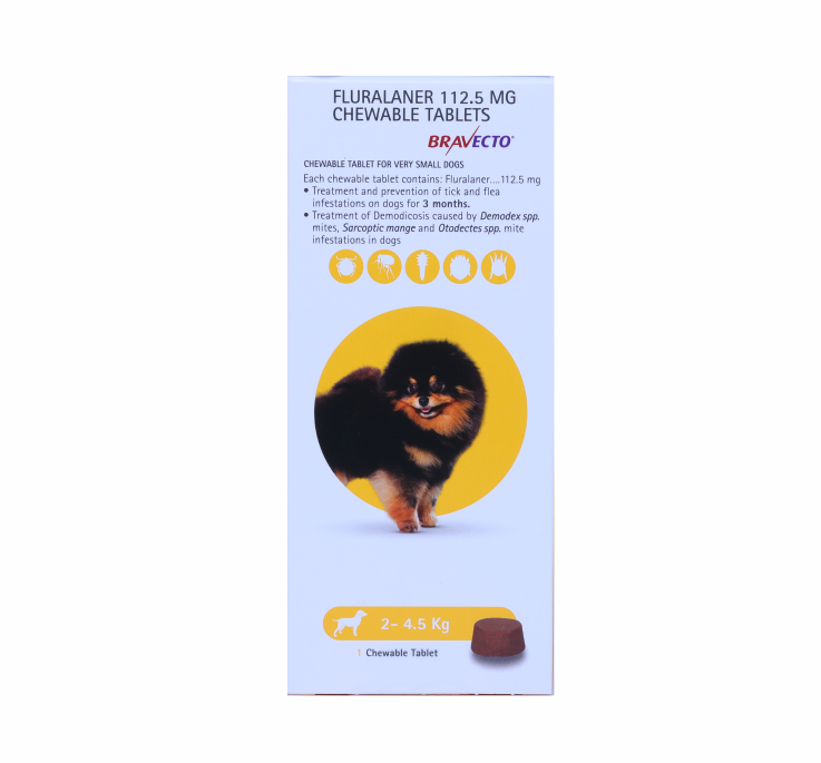 BRAVECTO 112.5 MG 2-4.5 KG FRONT 
