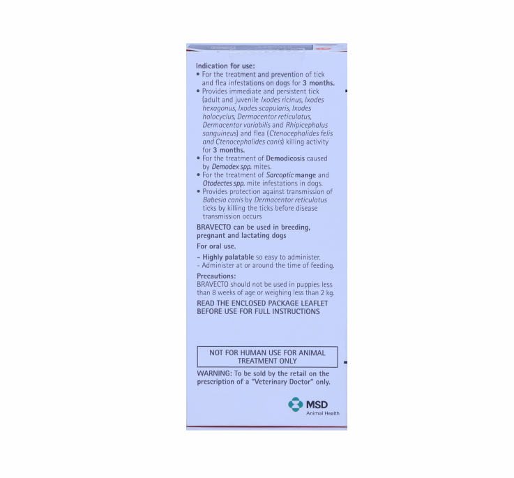 BRAVECTO 250MG 4.5-10KG BACK