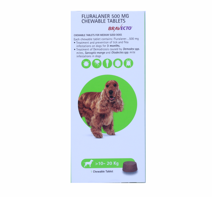 BRAVECTO 500MG 10-20KG FRONT