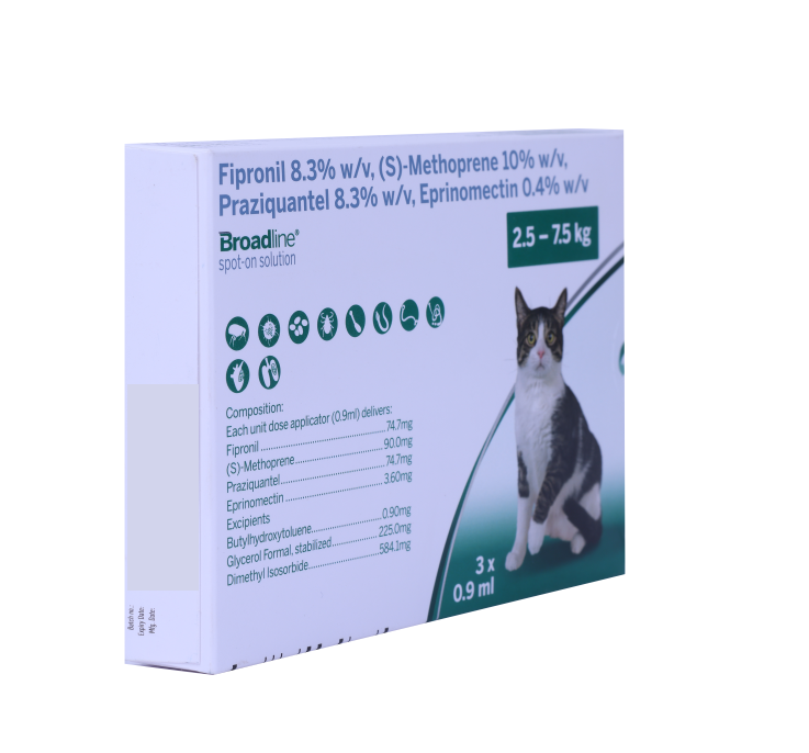 BROADLINE CAT 2.5-7.5 KG 3 PIP of 0.9ML SIDE FRONT 