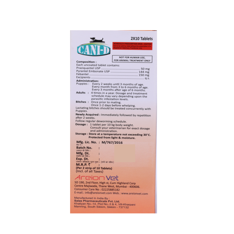 CANI-D DEWORMER back