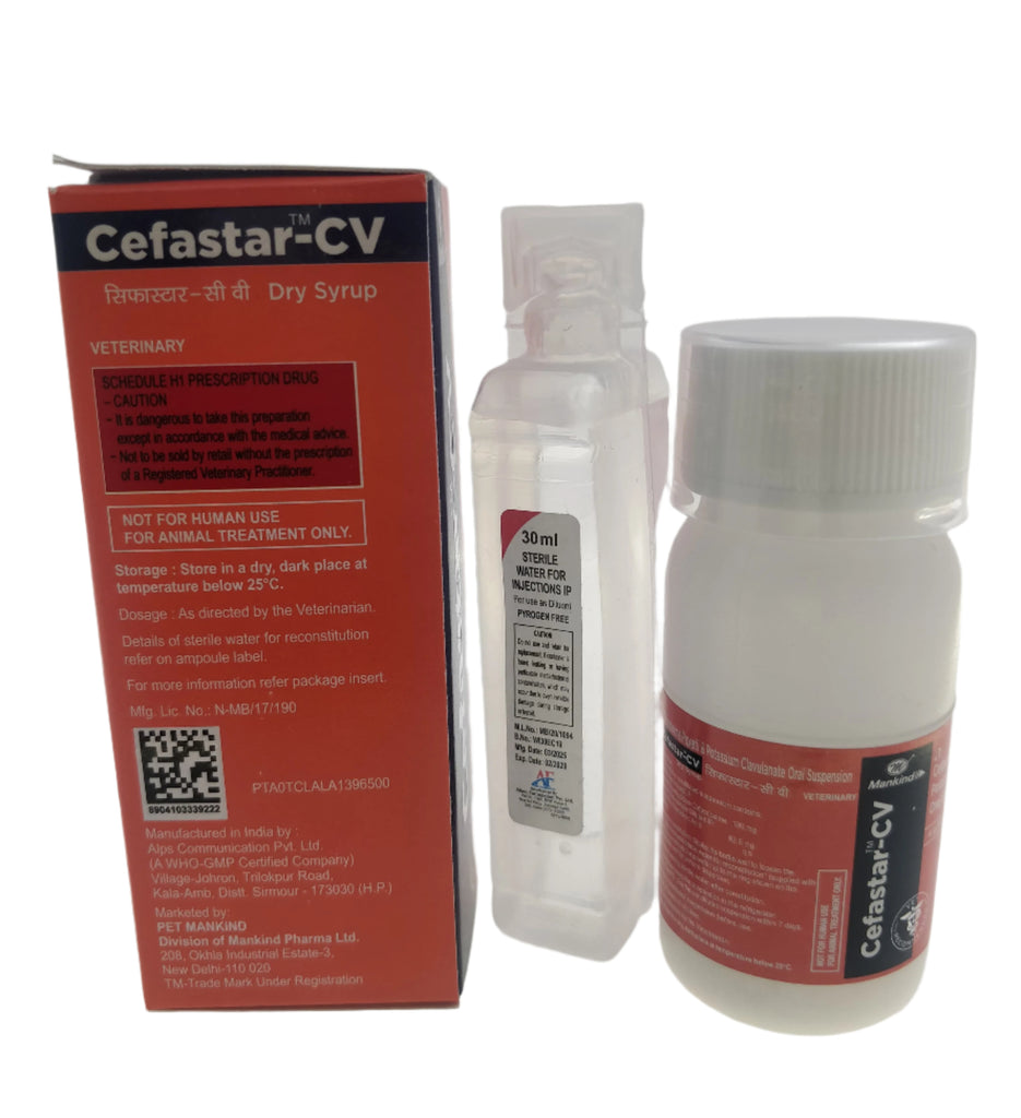 CEFASTAR-CV DRY ANTIBIOTIC SYRUP FOR PETS 30ML BACK
