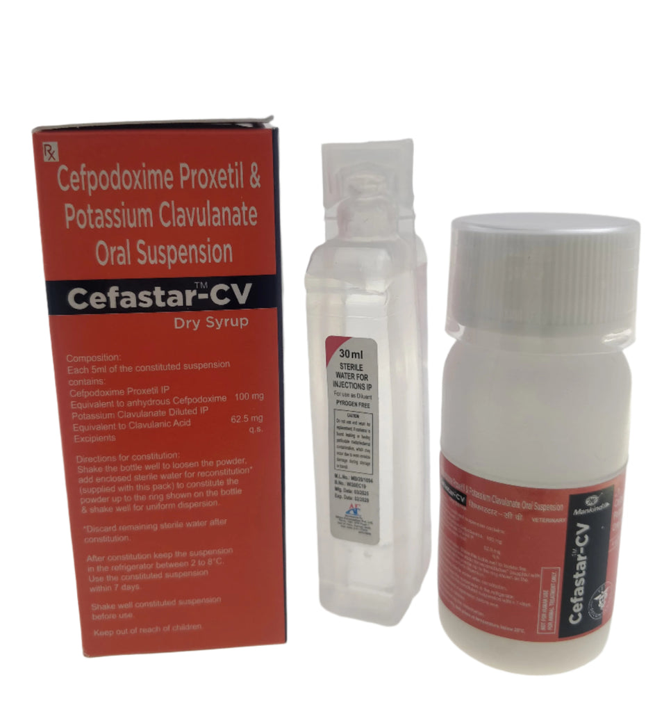 CEFASTAR-CV DRY ANTIBIOTIC SYRUP FOR PETS 30ML SIDE