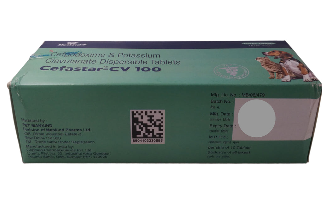 CEFASTAR-CV FOR CATS AND DOGS  100MG SIDE