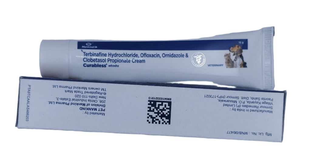 CURABLESS ANTI-FUNGAL CREAM FOR PETS 15GM SIDE.
