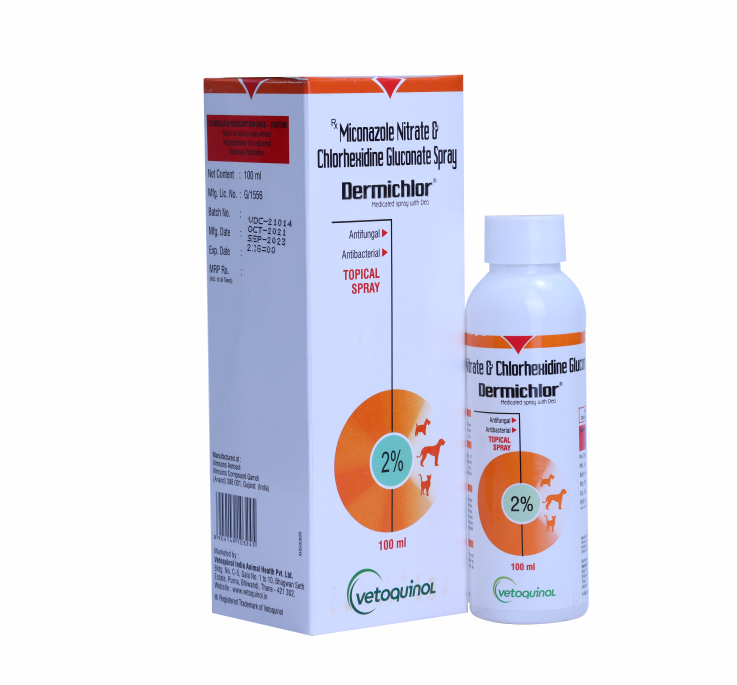 DERMICHLOR SPRAY ANTIBACTERIAL ANTIFUNGAL FOR DOGS AND CATS 100ML