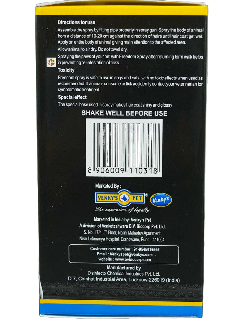FREEDOM SPRAY FLEA AND TICK TREATMENT FOR DOGS AND CATS SIDE