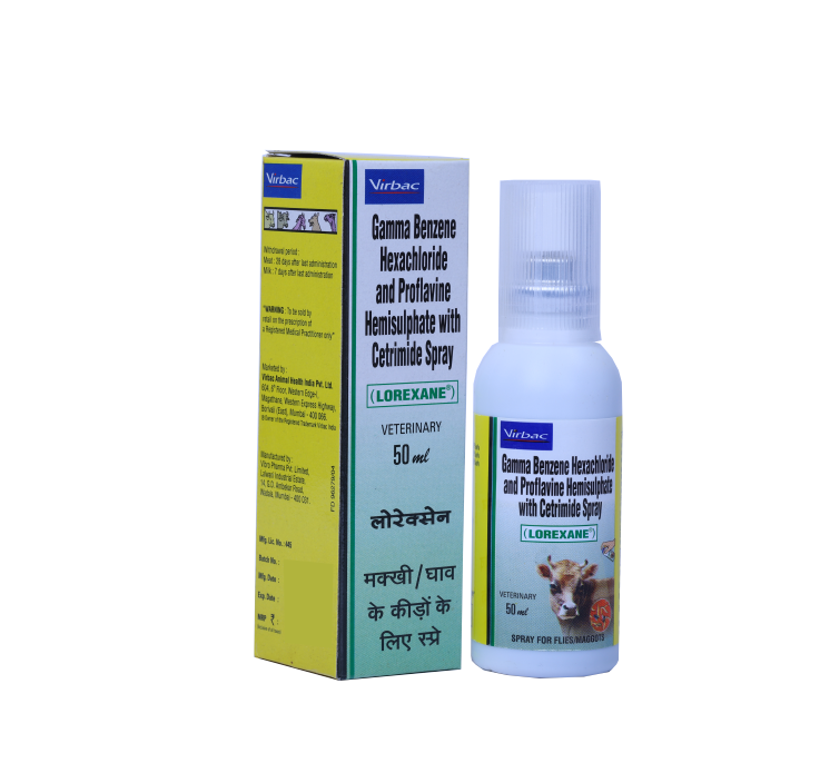 LOREXANE SPRAY FOR LICE AND SCABIES TREATMENT OF CATTLE 50ML