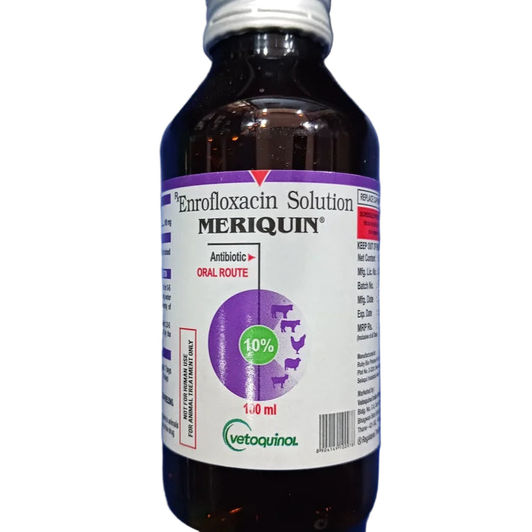 MERIQUIN LIQUID ANTI BACTERIAL SYRUP FOR CATS DOGS & POULTRY 100 ML