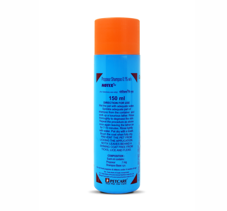 NOTIX PS ANTI TICK & FLEA SHAMPOO FOR CATS & DOGS 150ML BACK