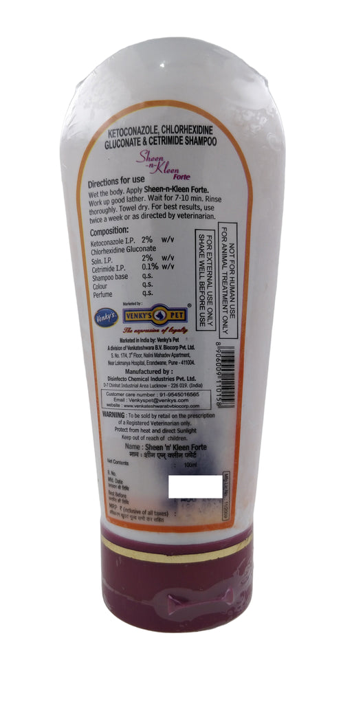 SHEEN-N-KLEEN FORTE MEDICATED ANTI- FUNGAL SHAMPOO FOR CATS & DOGS 100ML BACK