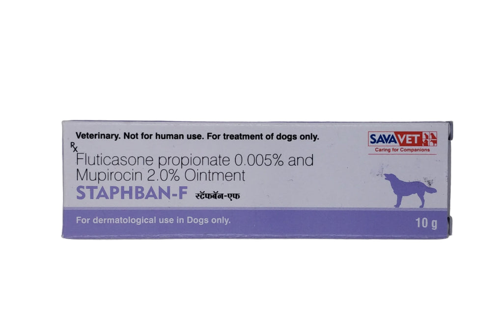 STAPHBAN-F ANTIBACTERIAL OINTMENT FOR DOGS 10GM FRONT 