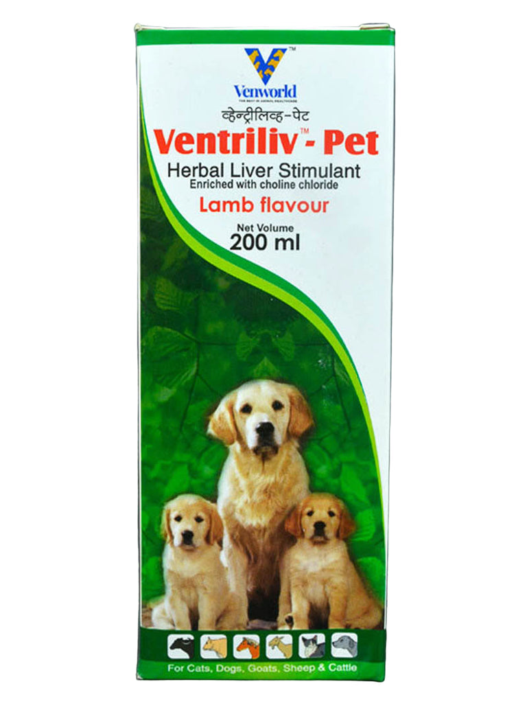 VENTRILIV PET LIVER SUPPLEMENT FOR DOGS CATS AND FARM ANIMALS 200ML FRONT 
