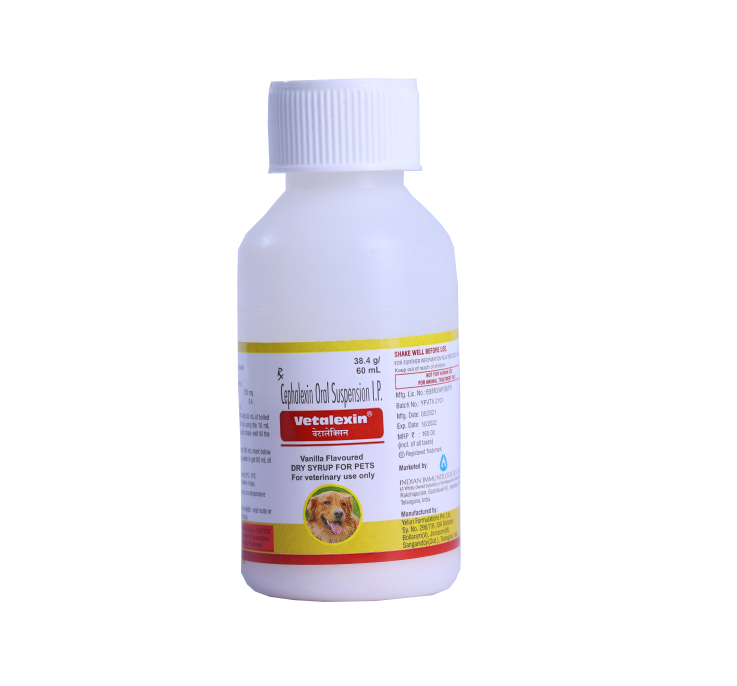 VETALEXIN SUSPENSION FOR CATS AND DOGS 60ML BOTTLE FRONT 