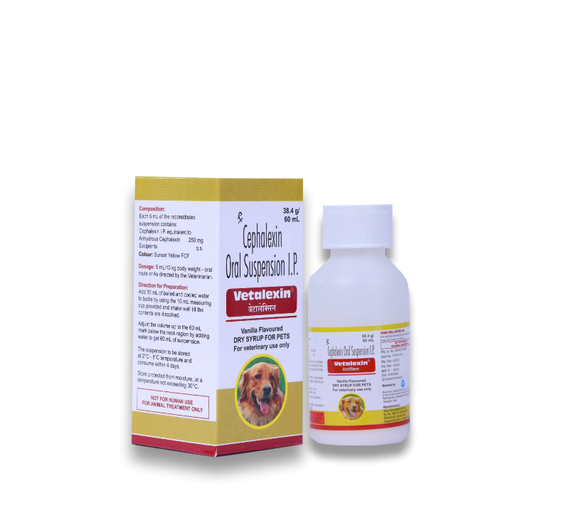 VETALEXIN SUSPENSION FOR CATS AND DOGS 60ML SIDE FRONT