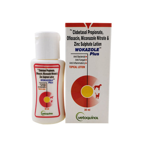 WOKAZOLE PLUS LOTION ANTIBACTERIAL SOLUTION FOR CATS & DOGS 30ML